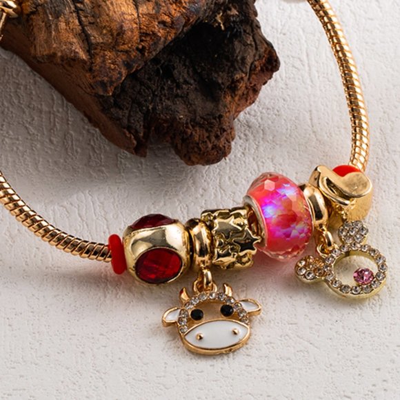 3/$35 14K Gold Plated Stainless Charm Chain Bracelet Mouse Beaded Cubic Zirconia - Picture 6 of 7